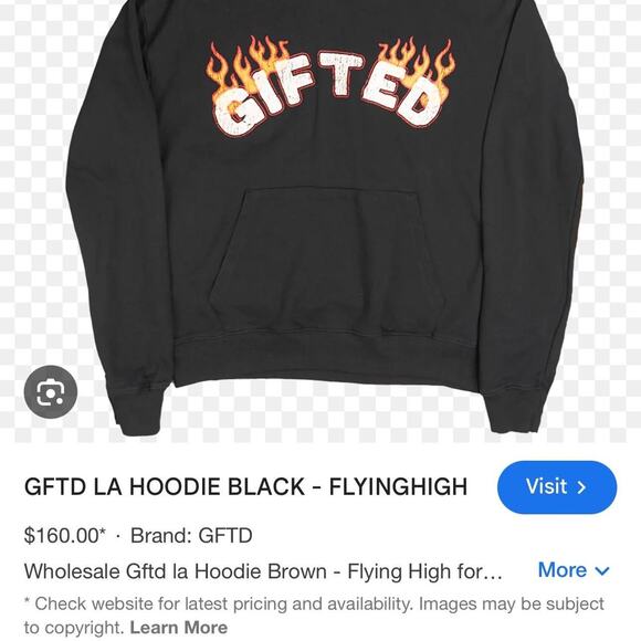 NEW Gifted LA Flying High Hoodie Black Flame Graphic 2XL NWT Streetwear - Picture 6 of 6